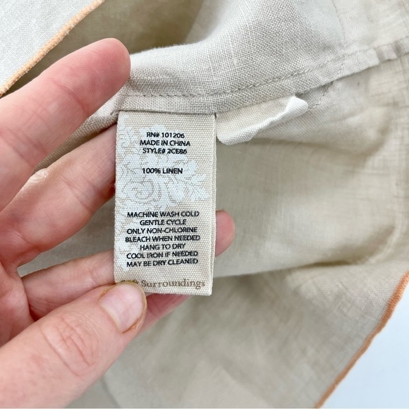 Soft‎ Surroundings 100% Linen Canberra Tunic in Flax Beige Orange Trim Pockets - Picture 11 of 11